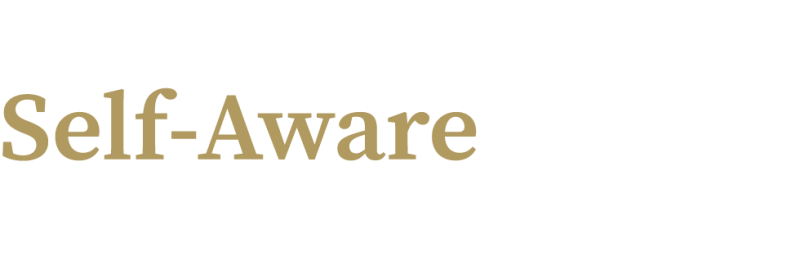 Self Aware Text Logo white text